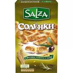 Пълнозърнести Соленки SALZA с Маслини, Розмарин и Лимец 170гр_0